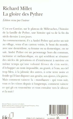 Quatrième de couverture de « LA GLOIRE DES PYTHRE »