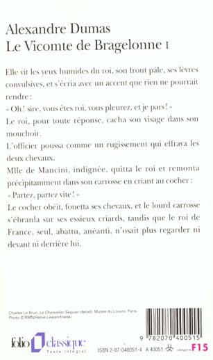 Quatrième de couverture de « LE VICOMTE DE BRAGELONNE - VOL01 »