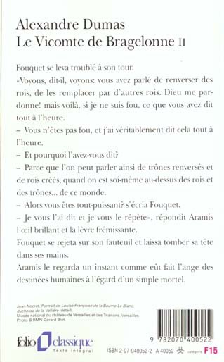 Quatrième de couverture de « LE VICOMTE DE BRAGELONNE - VOL02 »