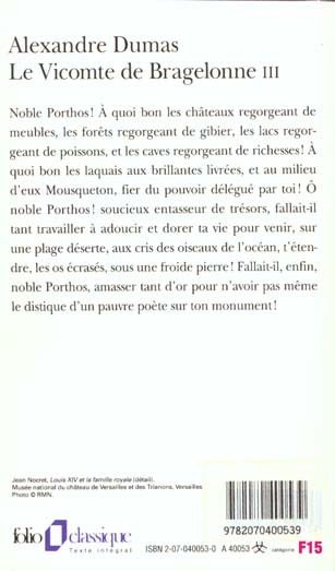 Quatrième de couverture de « LE VICOMTE DE BRAGELONNE - VOL03 »