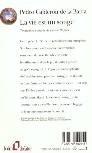 Quatrième de couverture de « LA VIE EST UN SONGE »