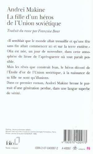 Quatrième de couverture de « LA FILLE D'UN HEROS DE L'UNION SOVIETIQUE »