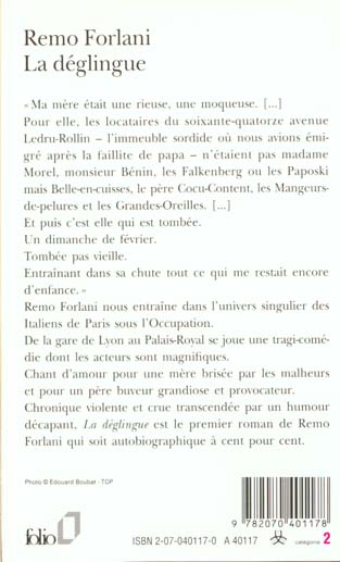 Quatrième de couverture de « LA DEGLINGUE »