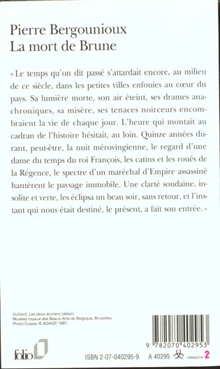 Quatrième de couverture de « LA MORT DE BRUNE »