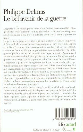 Quatrième de couverture de « LE BEL AVENIR DE LA GUERRE »