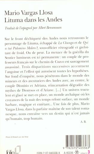 Quatrième de couverture de « LITUMA DANS LES ANDES »