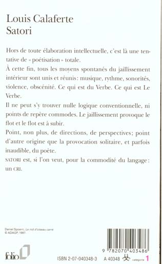 Quatrième de couverture de « SATORI »