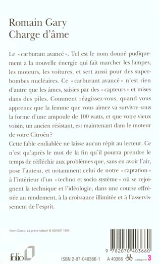 Quatrième de couverture de « CHARGE D'AME »