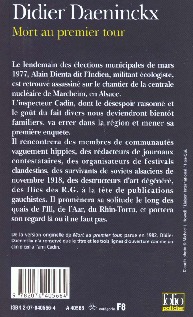 Quatrième de couverture de « MORT AU PREMIER TOUR »