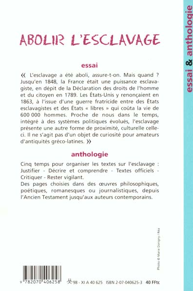 Quatrième de couverture de « ABOLIR L'ESCLAVAGE »