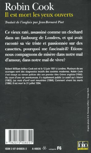 Quatrième de couverture de « IL EST MORT LES YEUX OUVERTS »