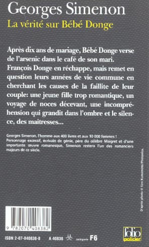 Quatrième de couverture de « LA VERITE SUR BEBE DONGE »