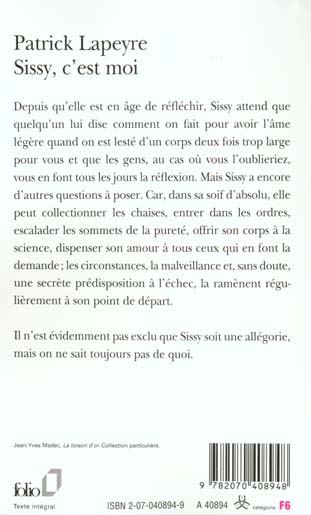 Quatrième de couverture de « SISSY, C'EST MOI »