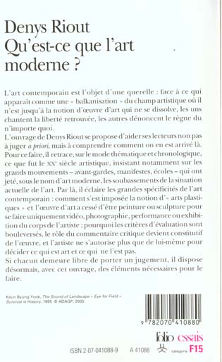 Quatrième de couverture de « QU'EST-CE QUE L'ART MODERNE ? »
