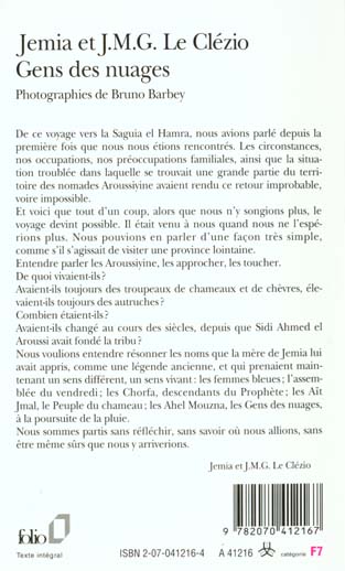 Quatrième de couverture de « GENS DES NUAGES »