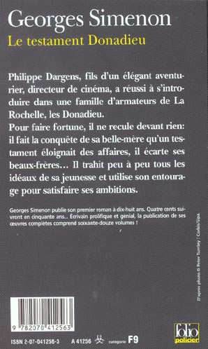 Quatrième de couverture de « LE TESTAMENT DONADIEU »