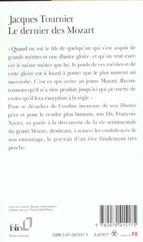 Quatrième de couverture de « LE DERNIER DES MOZART »