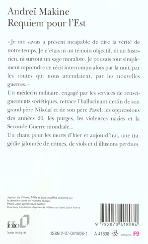 Quatrième de couverture de « REQUIEM POUR L'EST »