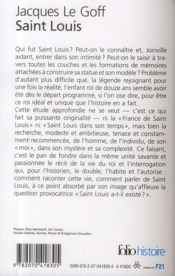 Quatrième de couverture de « Saint Louis »