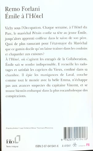 Quatrième de couverture de « EMILE A L'HOTEL »