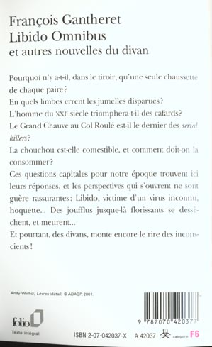 Quatrième de couverture de « LIBIDO OMNIBUS ET AUTRES NOUVELLES DU DIVAN »