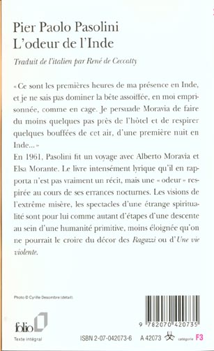 Quatrième de couverture de « L'ODEUR DE L'INDE »