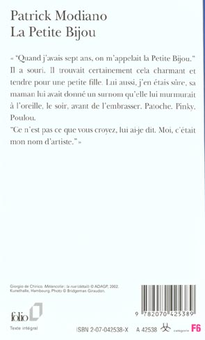 Quatrième de couverture de « LA PETITE BIJOU »
