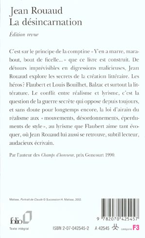 Quatrième de couverture de « LA DESINCARNATION »