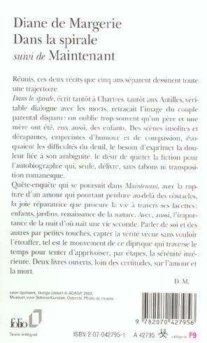 Quatrième de couverture de « DANS LA SPIRALE/MAINTENANT »
