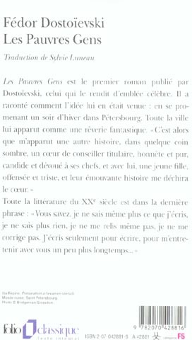 Quatrième de couverture de « LES PAUVRES GENS »