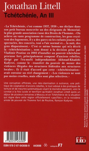 Quatrième de couverture de « Tchétchénie, an III »