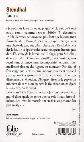 Quatrième de couverture de « JOURNAL »