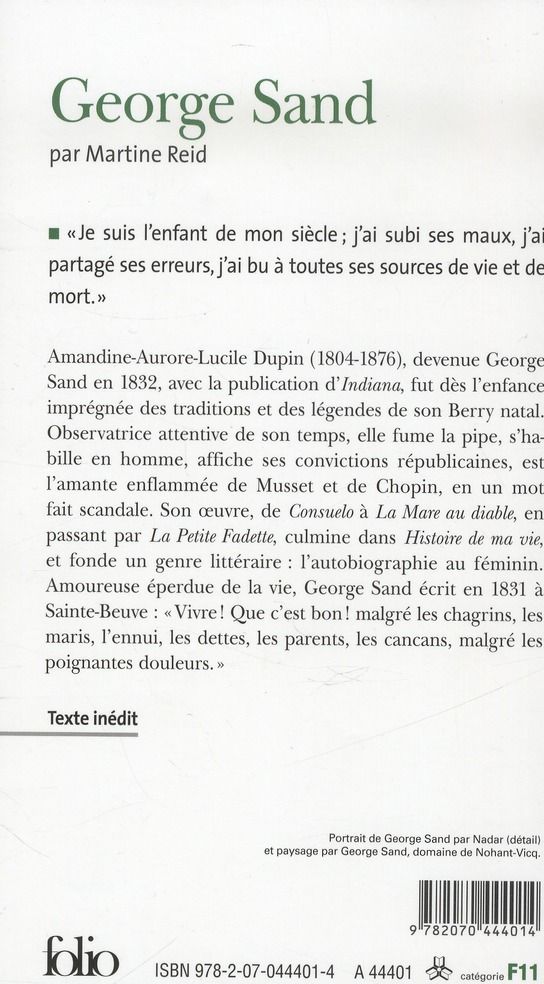 Quatrième de couverture de « GEORGE SAND »