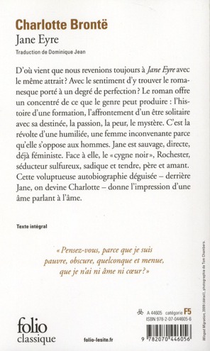 Quatrième de couverture de « Jane Eyre »