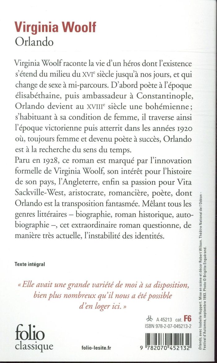 Quatrième de couverture de « Orlando »