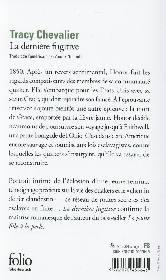 Quatrième de couverture de « La dernière fugitive »