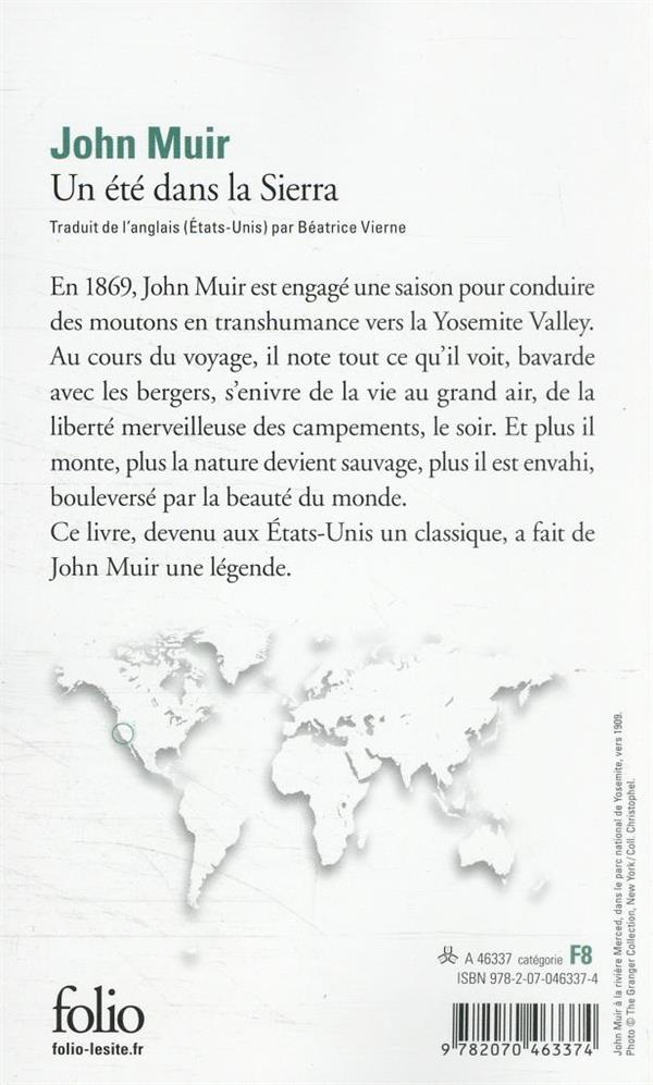 Quatrième de couverture de « UN ETE DANS LA SIERRA »
