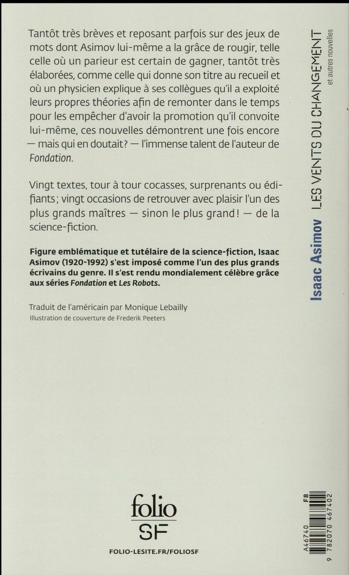 Quatrième de couverture de « Les vents du changement : et autres nouvelles »