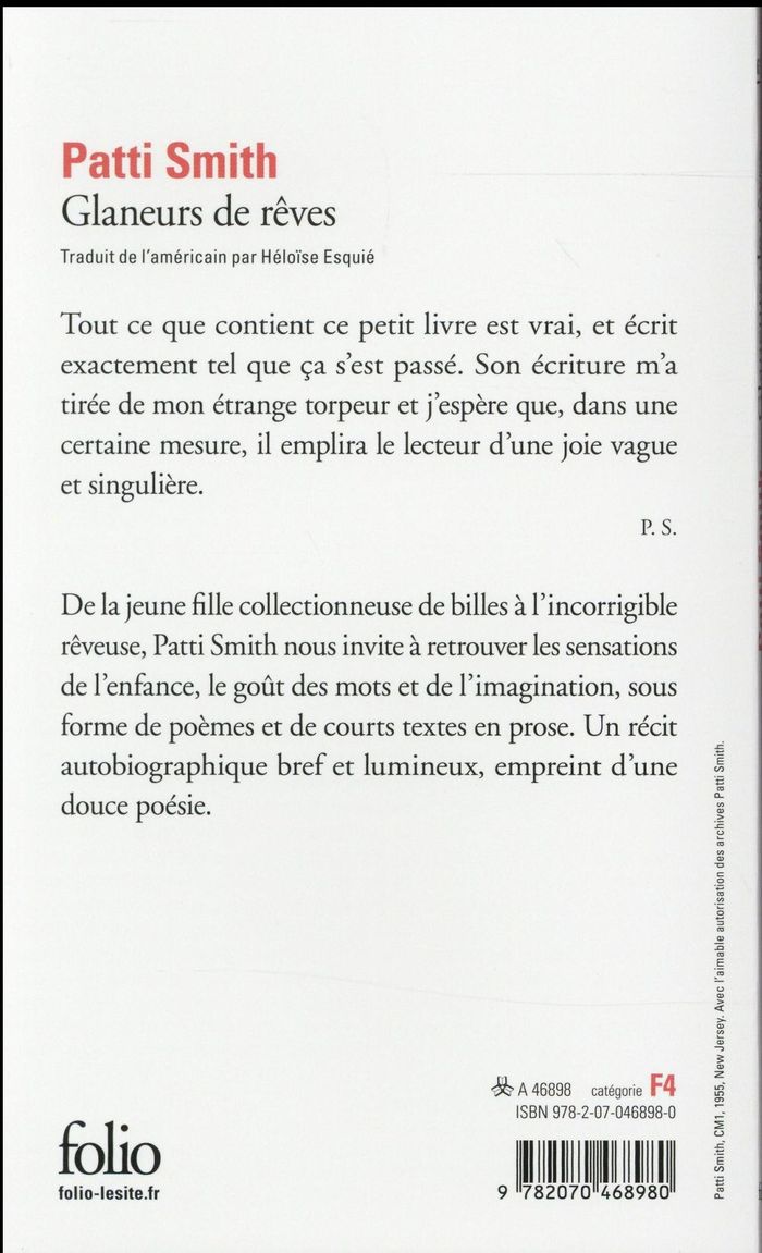 Quatrième de couverture de « Glaneurs de rêves »