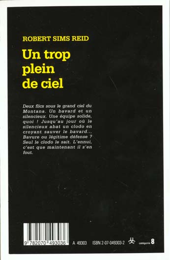 Quatrième de couverture de « UN TROP PLEIN DE CIEL »