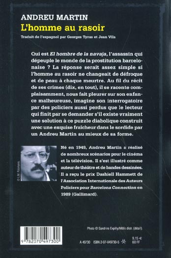 Quatrième de couverture de « L'HOMME AU RASOIR »