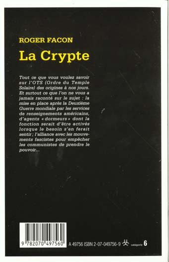 Quatrième de couverture de « LA CRYPTE »