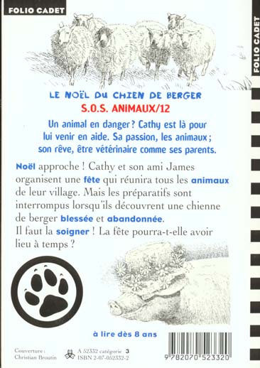 Quatrième de couverture de « S.O.S. ANIMAUX - T12 - LE NOEL DU CHIEN DE BERGER »