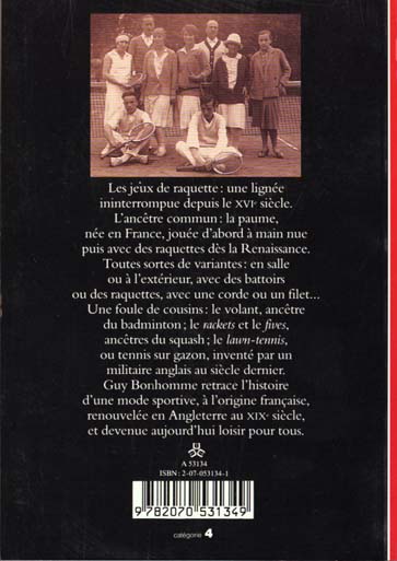Quatrième de couverture de « DE LA PAUME AU TENNIS »