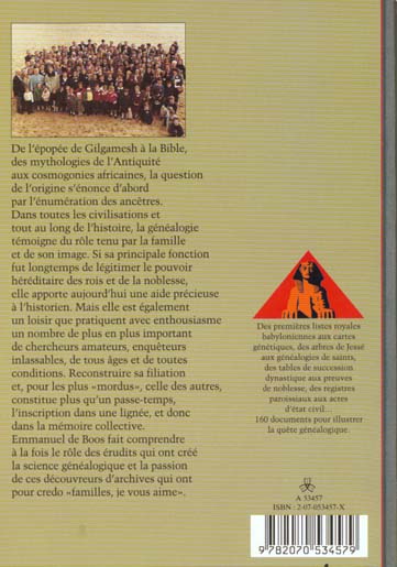 Quatrième de couverture de « LA GENEALOGIE - FAMILLES, JE VOUS AIME »