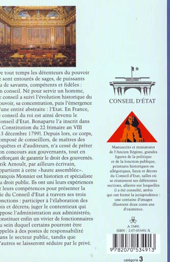 Quatrième de couverture de « LE CONSEIL D'ETAT - JUGER, CONSEILLER, SERVIR »
