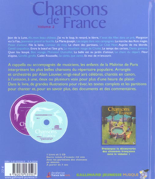 Quatrième de couverture de « CHANSONS DE FRANCE - VOLUME 2 »
