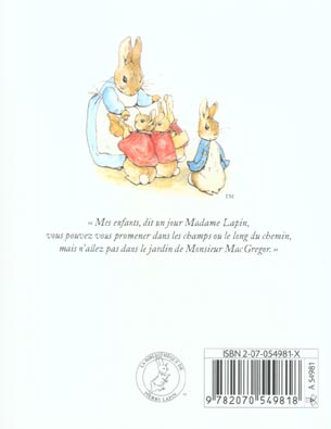 Quatrième de couverture de « PIERRE LAPIN »