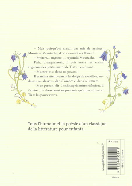 Quatrième de couverture de « Tistou les Pouces verts »