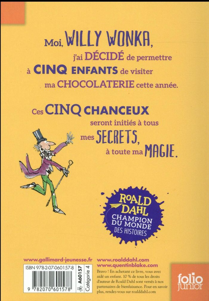 Quatrième de couverture de « CHARLIE ET LA CHOCOLATERIE »
